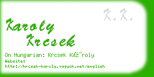 karoly krcsek business card